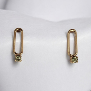 Boucles d'oreilles en argent plaqué or et péridot