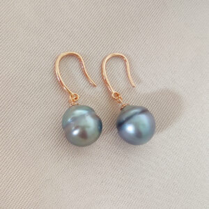 Boucles d'oreille en argent plaqué or et perle de Tahiti