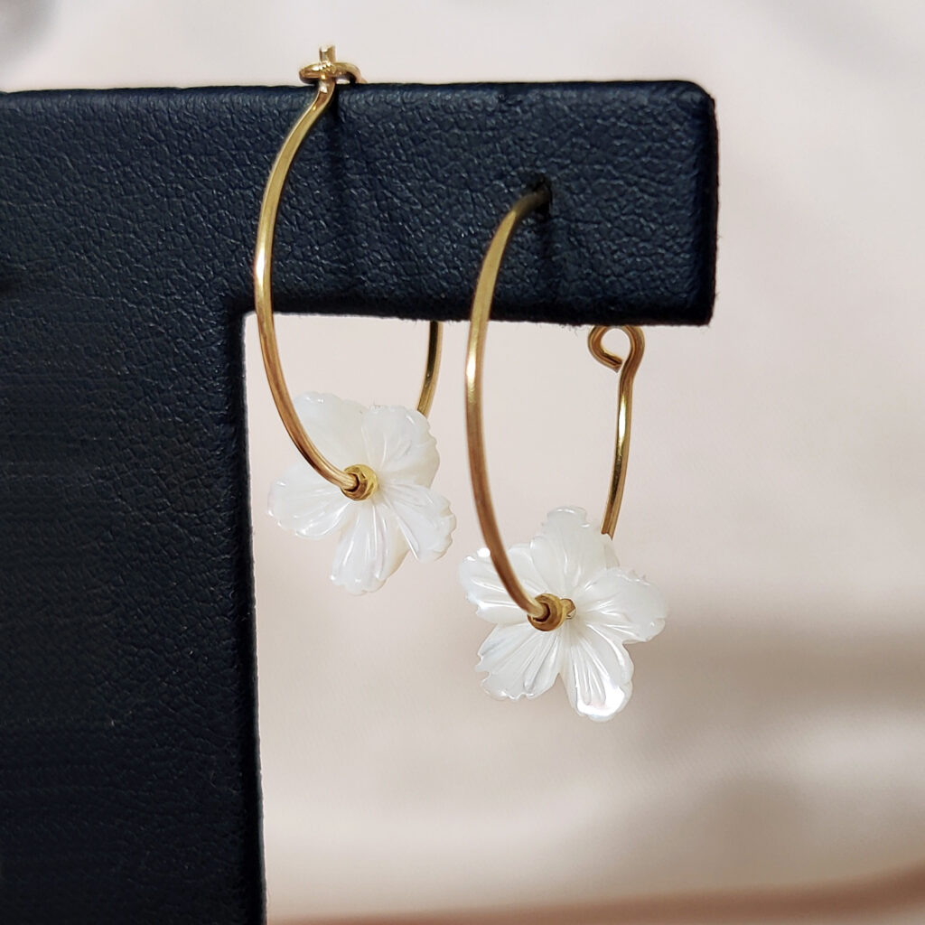 Boucles d'oreille en argent et nacre