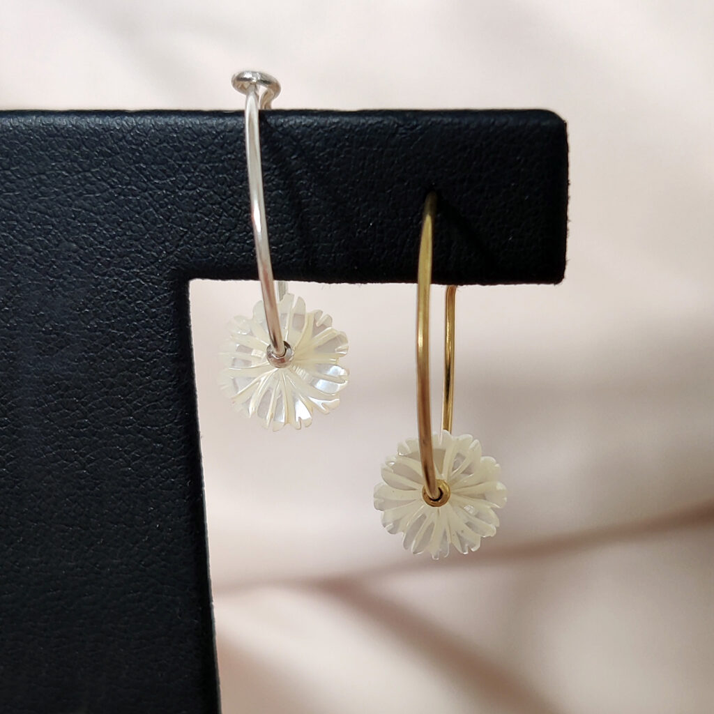 Boucles d'oreilles en argent et nacre