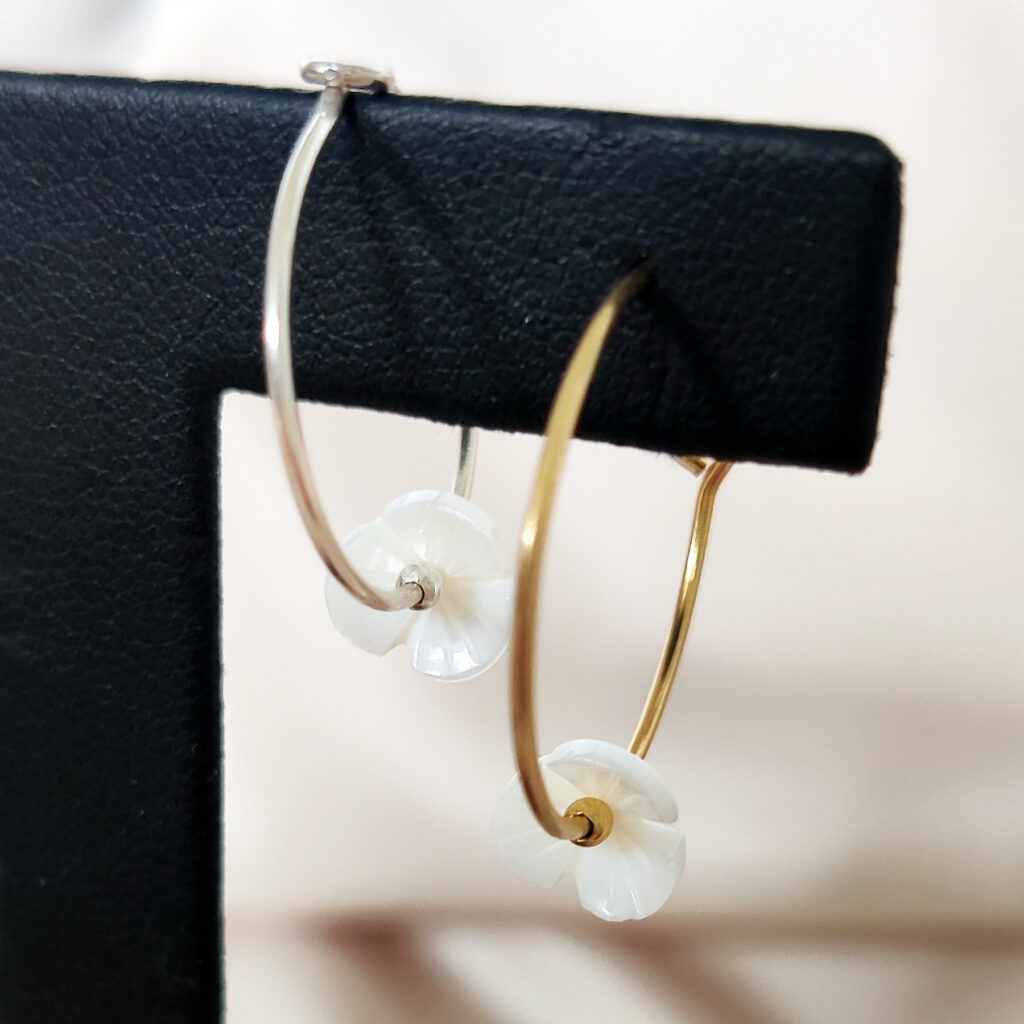 Boucles d'oreille en argent et nacre